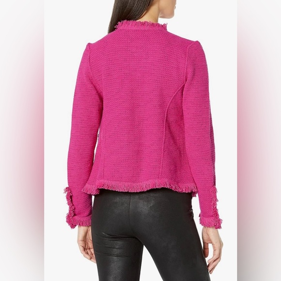 NIC+ZOE Fringe Mix Knit Jacket In Charged Pink Size Small NWOT - Picture 2 of 10